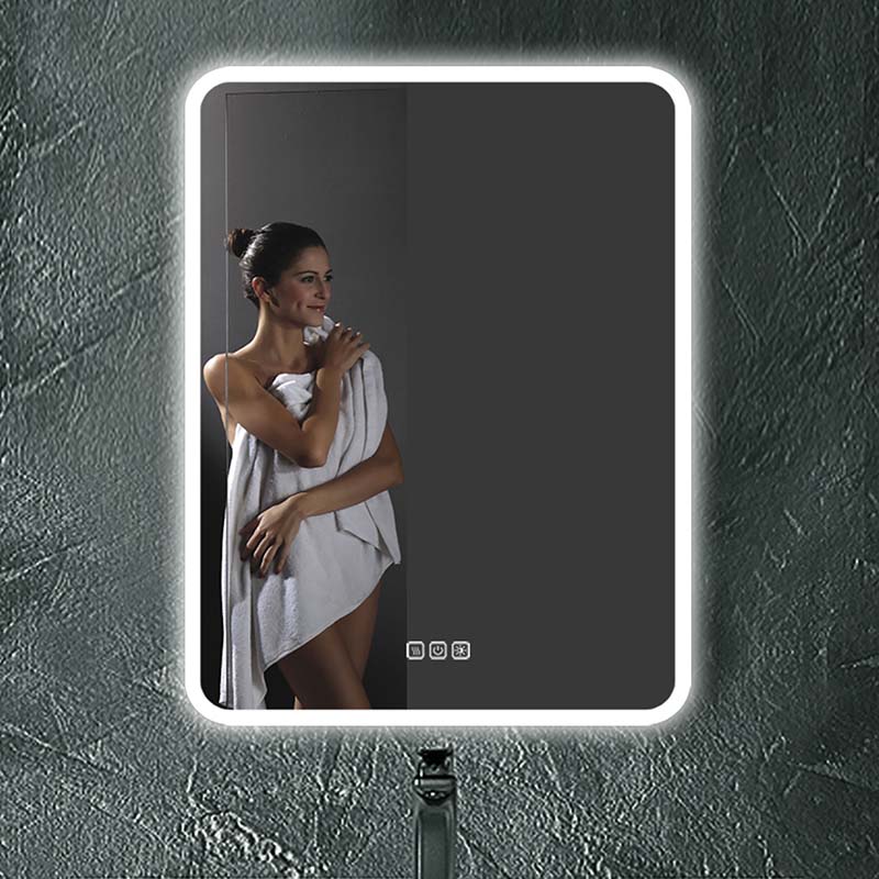 Miroir de salle de bain LED rectangulaire rétroéclairé avec désembuage