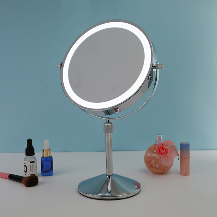 Grossissement de miroir de maquillage LED rond double face