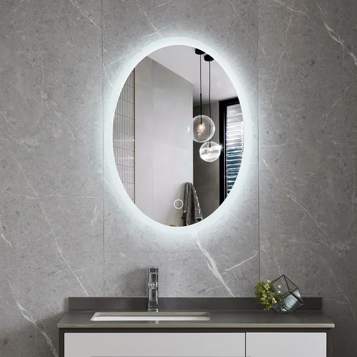 Miroir de salle de bain LED ovale sans cadre