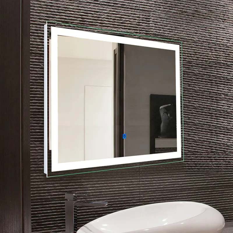 Miroir de salle de bain LED rectangle moderne avec cadre solide