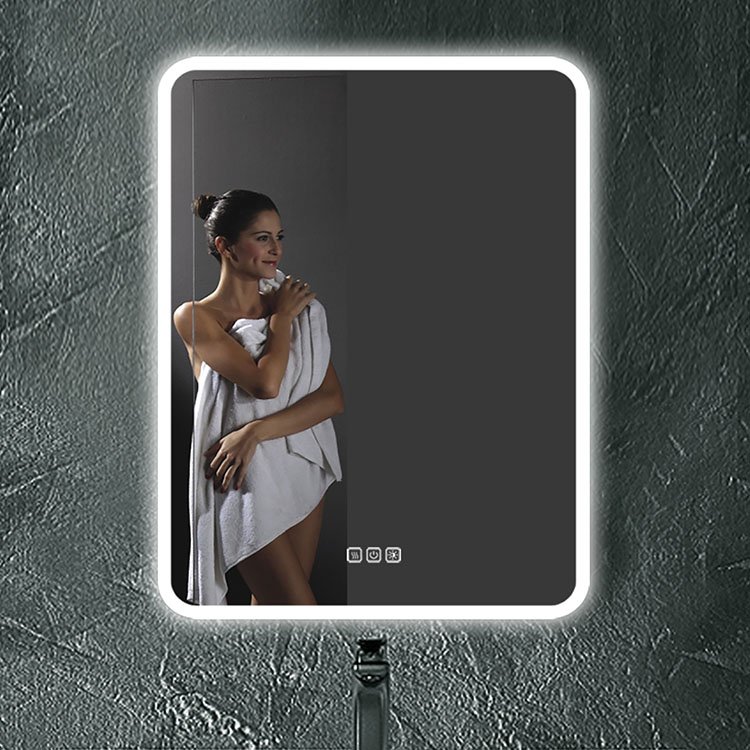 Miroir de salle de bain LED rectangulaire avec multi-fonctions