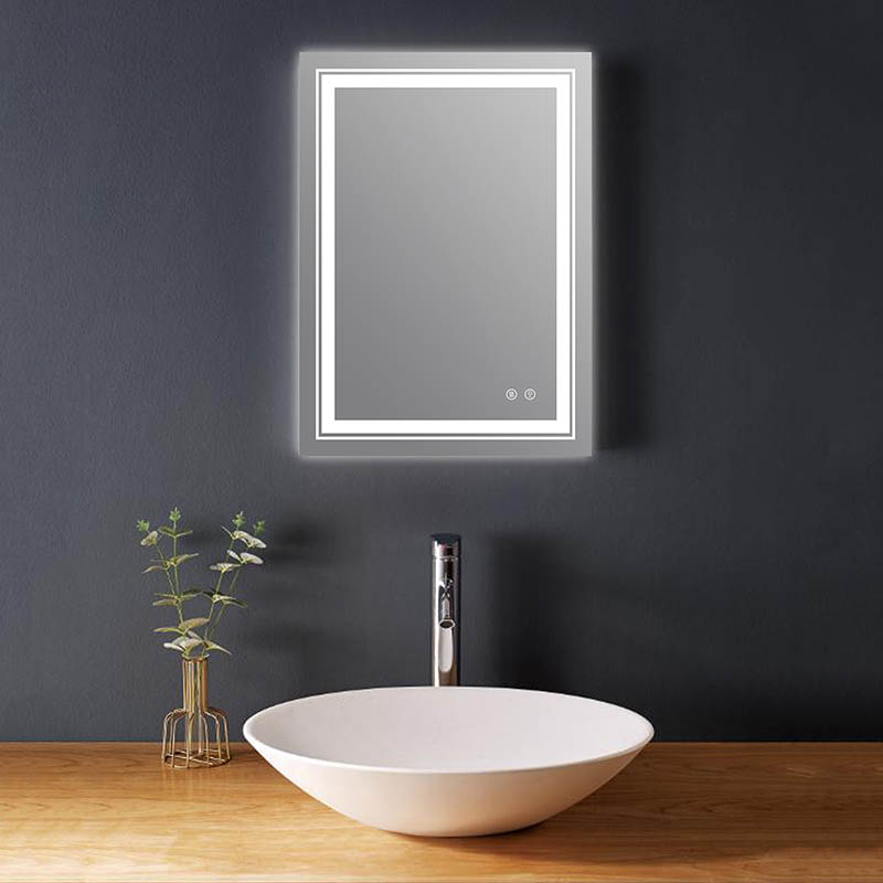 Miroir de salle de bain LED rectangulaire avec interrupteur à deux touches