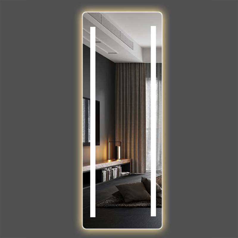 Miroir de dressage rectangulaire à DEL avec deux bandes lumineuses givrées